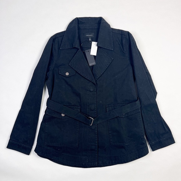 NEW Greylin FiveSeventyFive Cotton Collared Long Sleeve Belted Utility Jacket L - Picture 1 of 4